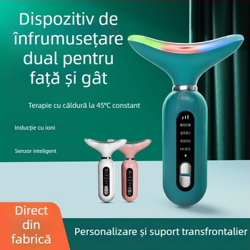Instrument de înfrumusețare pentru gât cu masaj prin vibrații, frumusețe fotonică și microcurent – rejuvenare a pielii, încărcare USB, utilizare în gospodărie