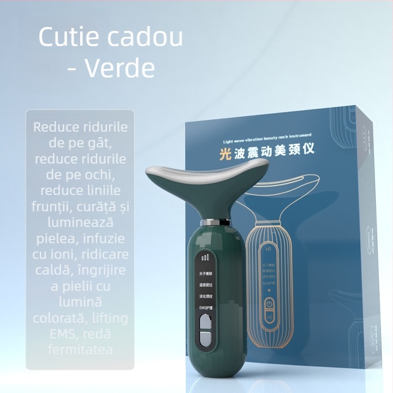 Instrument de înfrumusețare pentru gât cu masaj prin vibrații, frumusețe fotonică și microcurent – rejuvenare a pielii, încărcare USB, utilizare în gospodărie