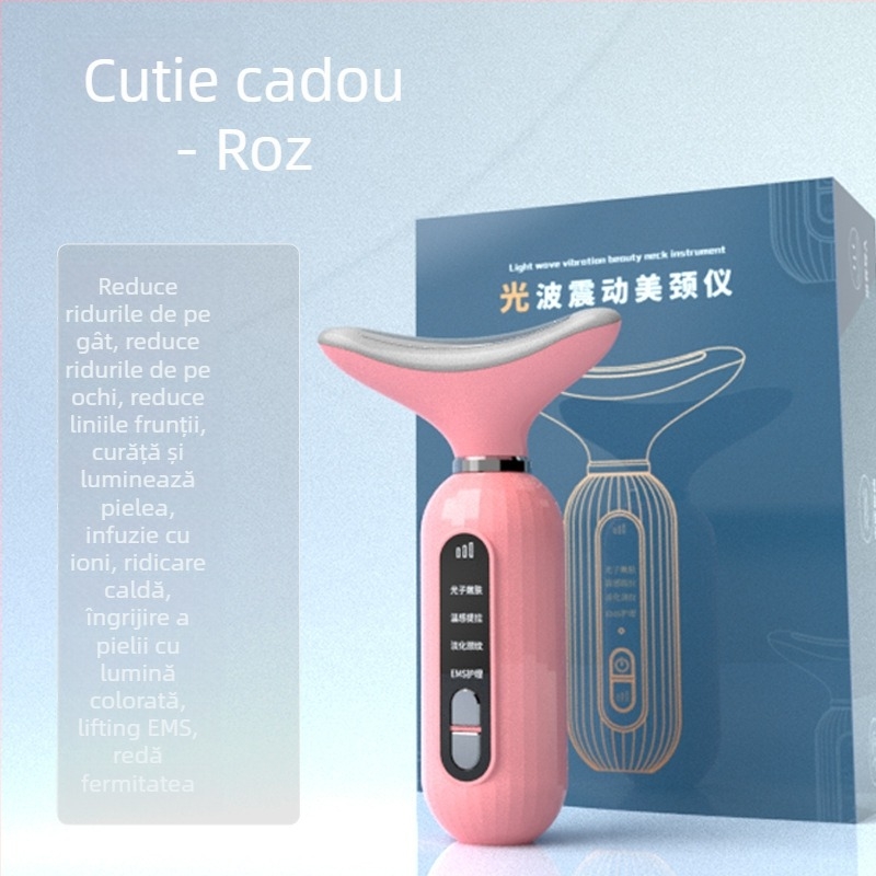 Instrument de înfrumusețare pentru gât cu masaj prin vibrații, frumusețe fotonică și microcurent – rejuvenare a pielii, încărcare USB, utilizare în gospodărie