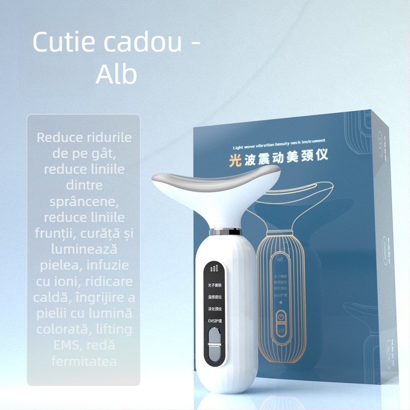 Instrument de înfrumusețare pentru gât cu masaj prin vibrații, frumusețe fotonică și microcurent – rejuvenare a pielii, încărcare USB, utilizare în gospodărie