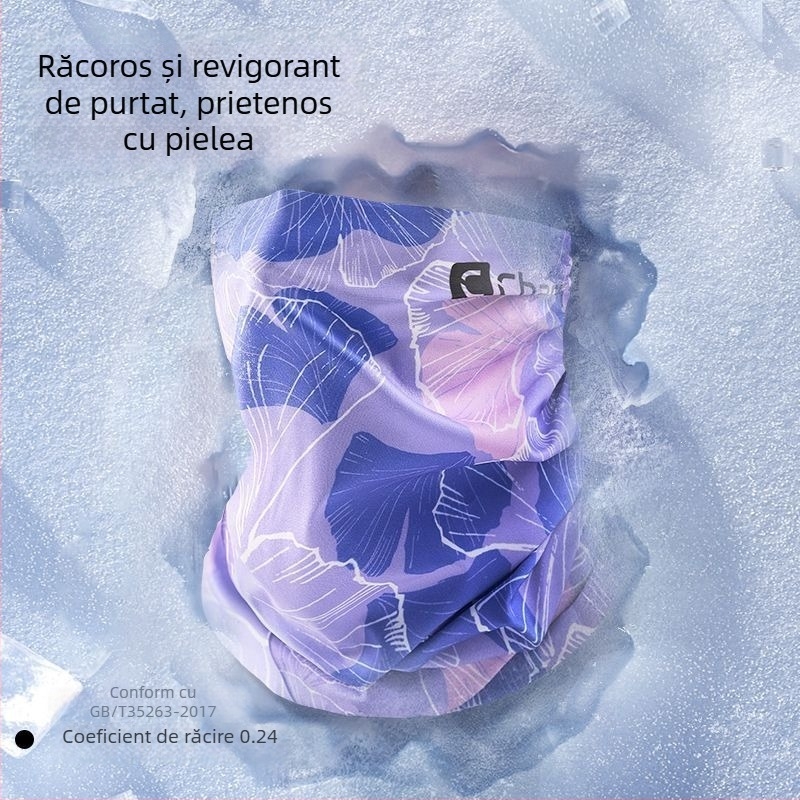 Mască de protecție solară pentru femei – eșarfă de cap din ice silk, model cu dungi, stil casual, pentru exterior, accesorii sportive pentru cap