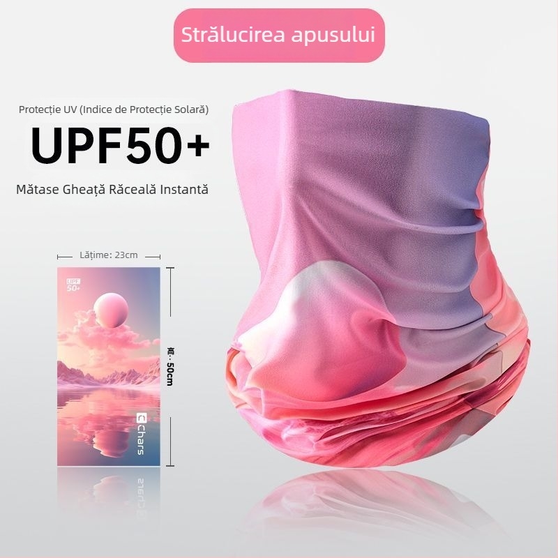 Mască de protecție solară pentru femei – eșarfă de cap din ice silk, model cu dungi, stil casual, pentru exterior, accesorii sportive pentru cap
