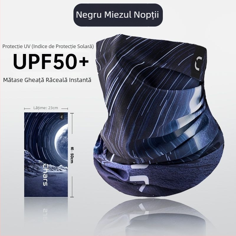 Mască de protecție solară pentru femei – eșarfă de cap din ice silk, model cu dungi, stil casual, pentru exterior, accesorii sportive pentru cap