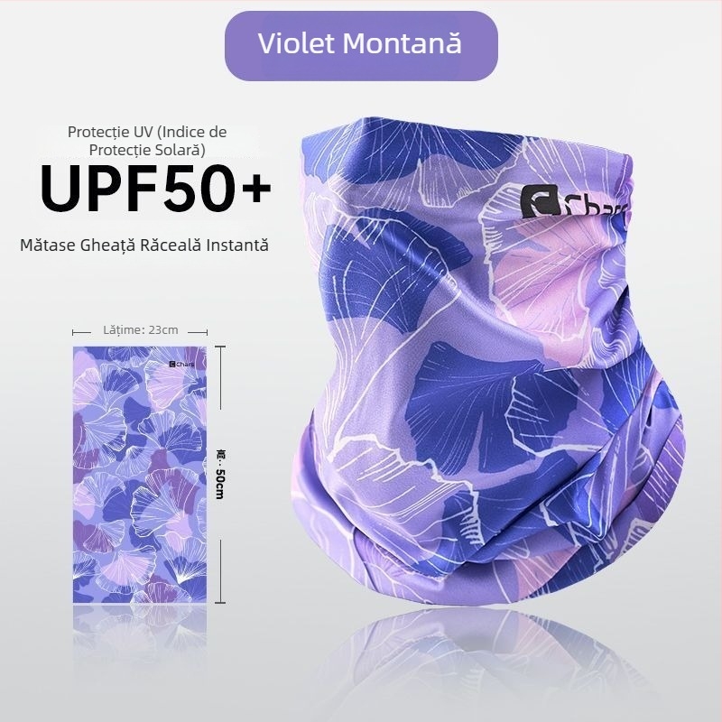 Mască de protecție solară pentru femei – eșarfă de cap din ice silk, model cu dungi, stil casual, pentru exterior, accesorii sportive pentru cap