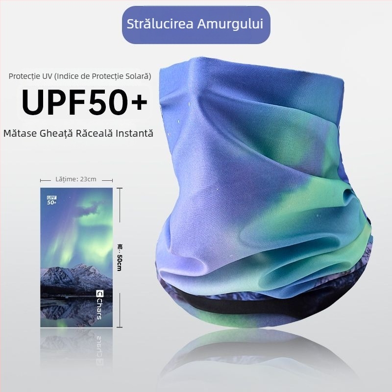 Mască de protecție solară pentru femei – eșarfă de cap din ice silk, model cu dungi, stil casual, pentru exterior, accesorii sportive pentru cap