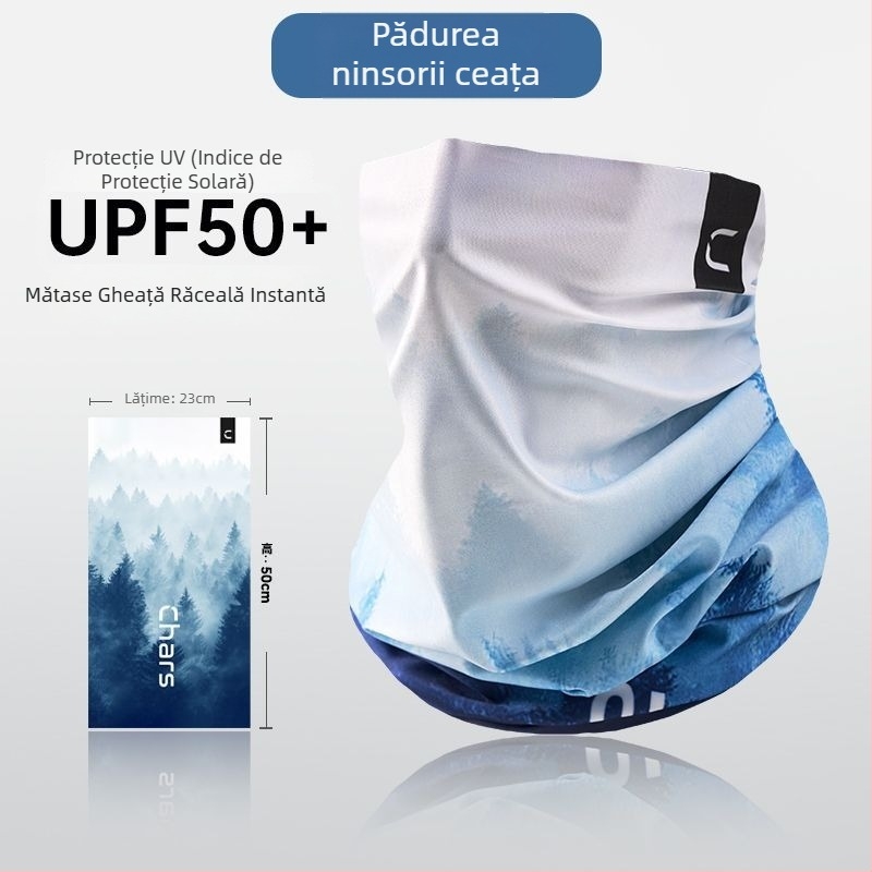 Mască de protecție solară pentru femei – eșarfă de cap din ice silk, model cu dungi, stil casual, pentru exterior, accesorii sportive pentru cap