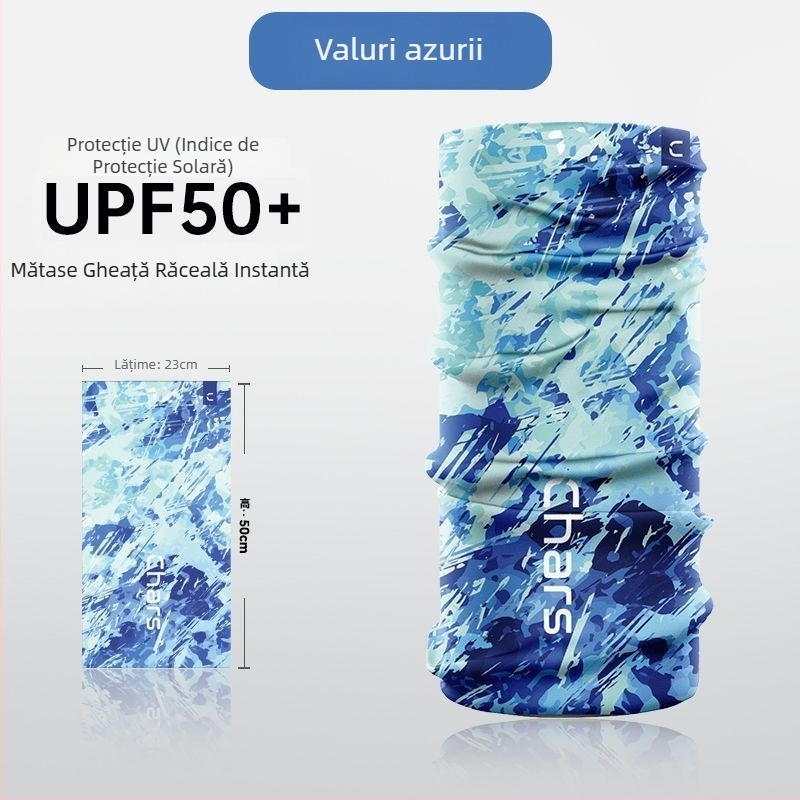 Mască de protecție solară pentru femei – eșarfă de cap din ice silk, model cu dungi, stil casual, pentru exterior, accesorii sportive pentru cap