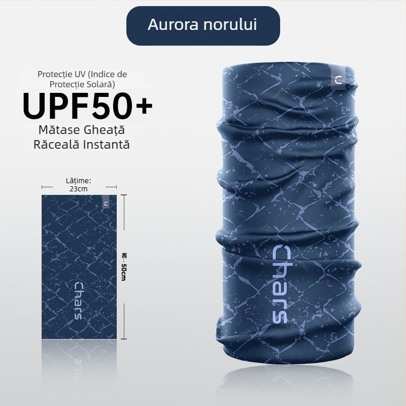 Mască de protecție solară pentru femei – eșarfă de cap din ice silk, model cu dungi, stil casual, pentru exterior, accesorii sportive pentru cap