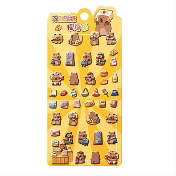 Abțibild pentru telefon 3D relief Capybara – desen animat, lucrat manual; Materiale: hârtie + PVC autoadeziv + rășină epoxidică; Greutate: 23 g; Brand: Zero Alliance