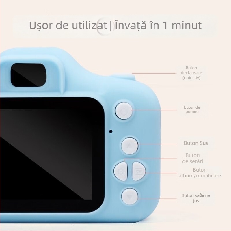 Cameră digitală pentru copii X2 cu senzor CCD, senzor 1/1.7, 10 MP, fără zoom optic