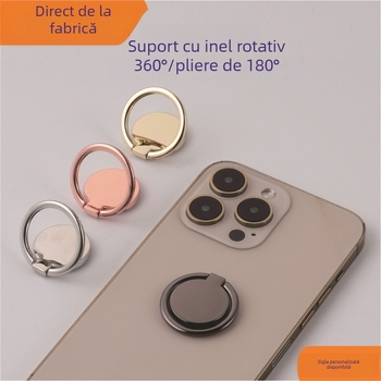 Suport pentru telefon cu inel metalic circular, rotație de 360°, imprimare laser a logo-ului