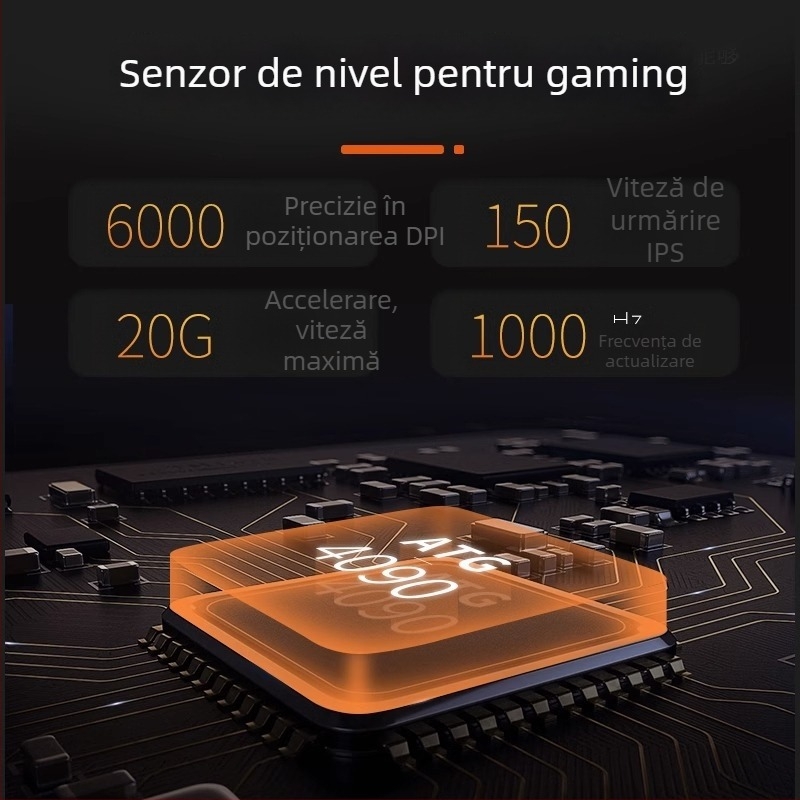 Mouse optic cu fir pentru gaming – 6 niveluri DPI, 4000 DPI, 8 butoane, USB, ergonomic