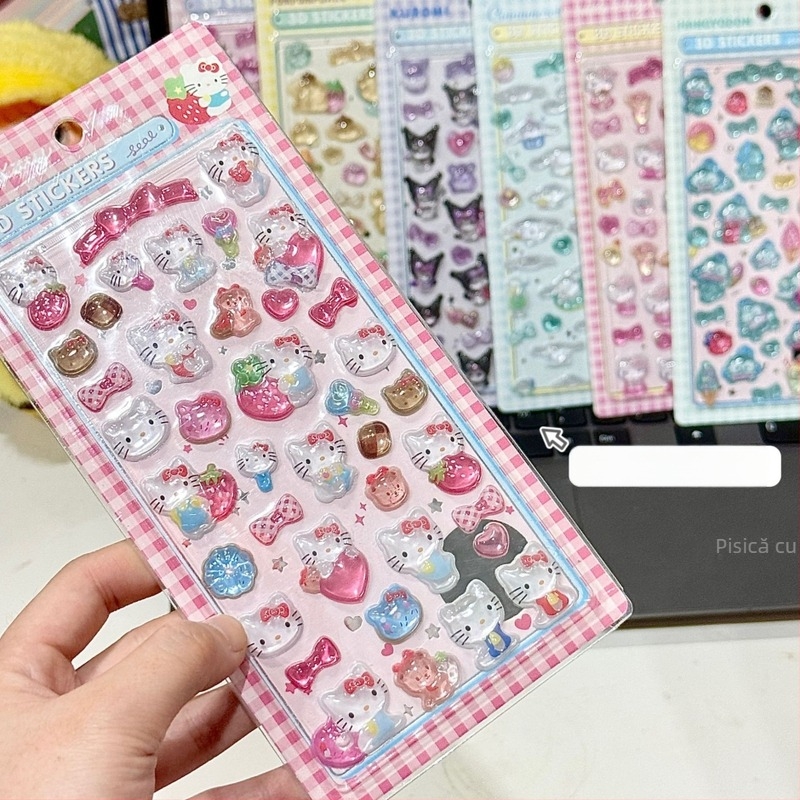 Carcasă pentru telefon cu autocolante 3D în relief, stil drăguț, set DIY de autocolante