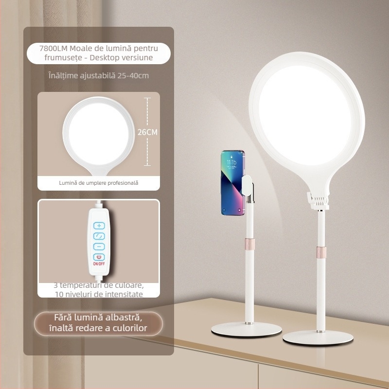 D Fill Light pentru streaming live și selfie în interior – 20W, trei temperaturi de culoare, model Easy Broadcast Moonlight Lamp