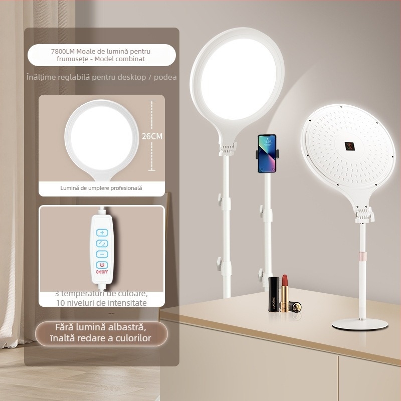 D Fill Light pentru streaming live și selfie în interior – 20W, trei temperaturi de culoare, model Easy Broadcast Moonlight Lamp