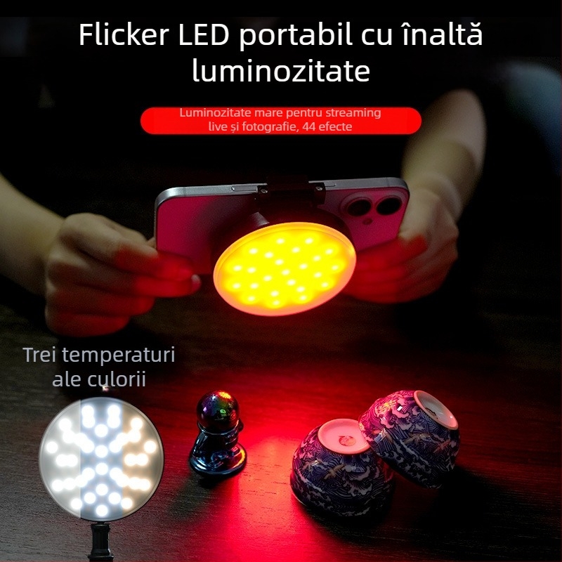 Lumină LED pentru selfie cu temperatură dublă a culorii, pentru fotografie, video și conferințe — portabilă, sub 10W, model GZ-669