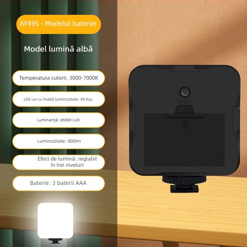 Lumină LED pentru selfie cu temperatură dublă a culorii, pentru fotografie, video și conferințe — portabilă, sub 10W, model GZ-669