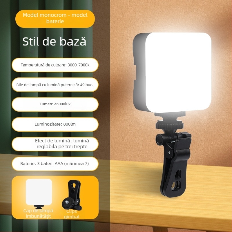 Lumină LED pentru selfie cu temperatură dublă a culorii, pentru fotografie, video și conferințe — portabilă, sub 10W, model GZ-669