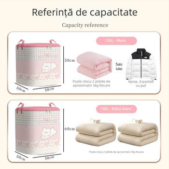 Geantă de depozitare pentru pătură și haine - formă cub, material din țesătură nețesută, capacitate mare, rezistentă la umezeală, multifuncțională
