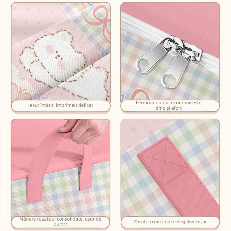 Geantă de depozitare pentru pătură și haine - formă cub, material din țesătură nețesută, capacitate mare, rezistentă la umezeală, multifuncțională