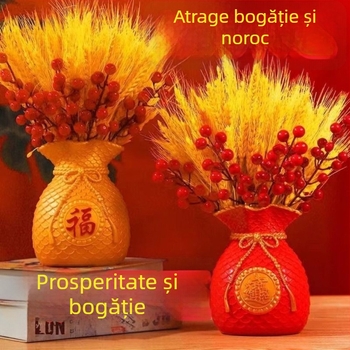 Buchet de ramuri de grâu uscate, iarbă uscată vopsită, ambalaj din carton