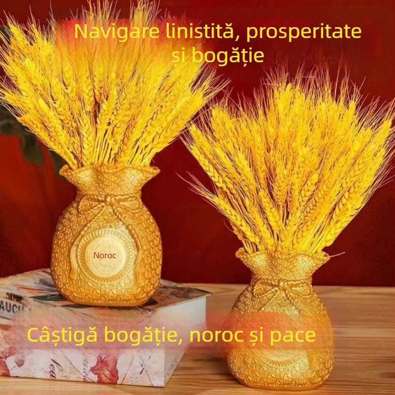 Buchet de ramuri de grâu uscate, iarbă uscată vopsită, ambalaj din carton