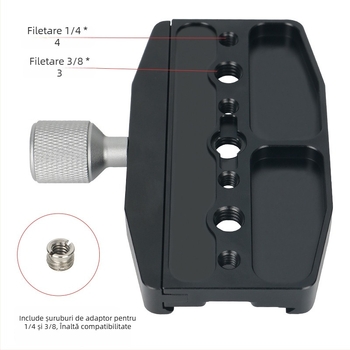 Placă DSLR pentru trepied — montaj Bayonet, aliaj de aluminiu, compatibilitate universală, utilizare în interior și exterior