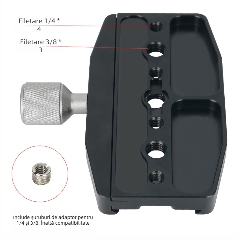Placă DSLR pentru trepied — montaj Bayonet, aliaj de aluminiu, compatibilitate universală, utilizare în interior și exterior