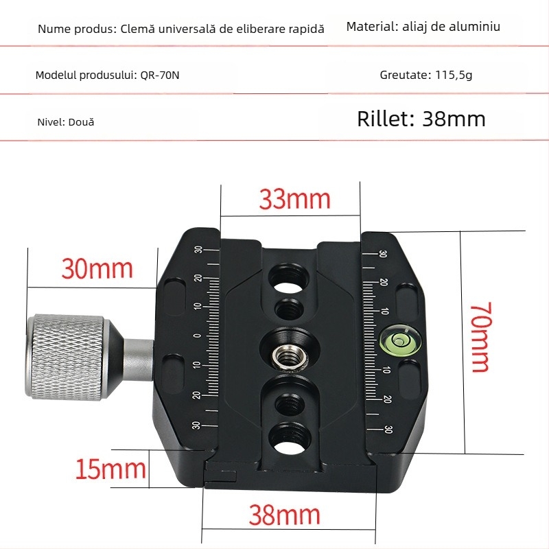 Placă DSLR pentru trepied — montaj Bayonet, aliaj de aluminiu, compatibilitate universală, utilizare în interior și exterior