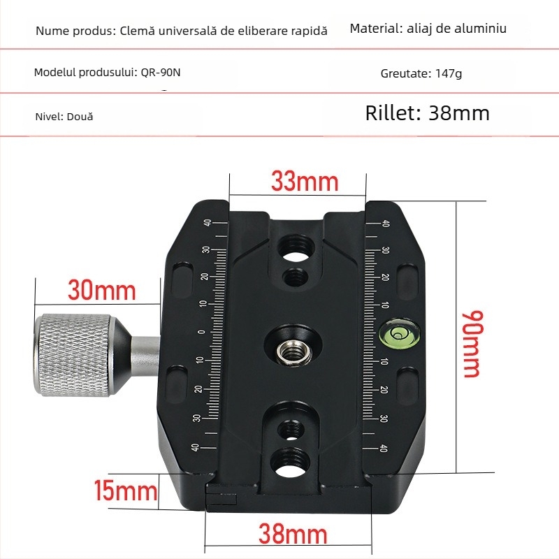 Placă DSLR pentru trepied — montaj Bayonet, aliaj de aluminiu, compatibilitate universală, utilizare în interior și exterior