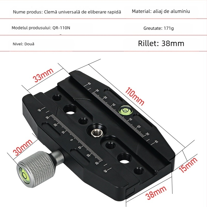 Placă DSLR pentru trepied — montaj Bayonet, aliaj de aluminiu, compatibilitate universală, utilizare în interior și exterior