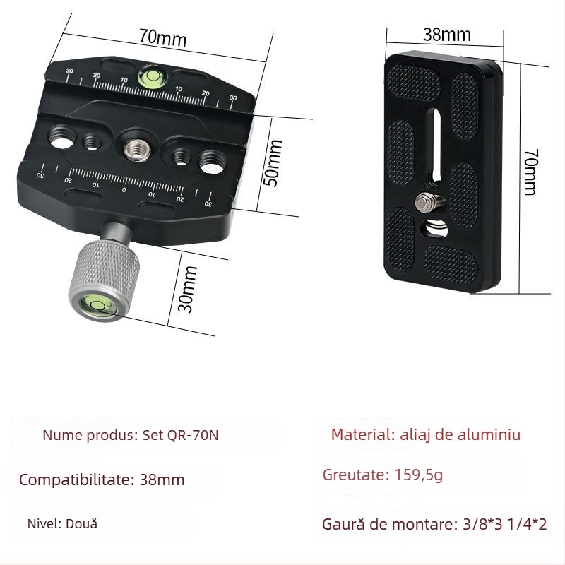 Placă DSLR pentru trepied — montaj Bayonet, aliaj de aluminiu, compatibilitate universală, utilizare în interior și exterior