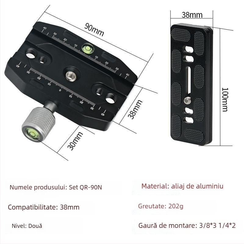 Placă DSLR pentru trepied — montaj Bayonet, aliaj de aluminiu, compatibilitate universală, utilizare în interior și exterior