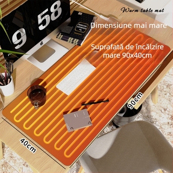 Pad încălzit pentru birou, mare, cu husă PU, 220V, 220W, încălzire cu placă de aluminiu, control inteligent al temperaturii (mai multe niveluri), protecție la supraîncălzire, protecție la suprasarcină și scurtcircuit