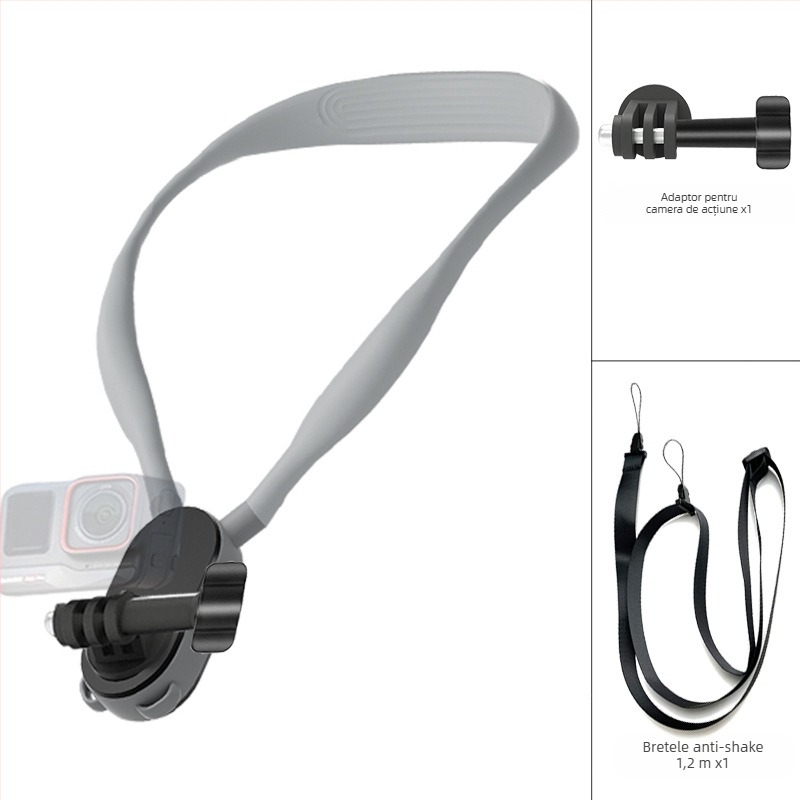 Suport magnetic pentru telefon purtat la gât, pentru perspectivă din prima persoană la nivelul pieptului, stabilizare antișoc, construcție din silicon/aliaj/plastic, pentru camere de pescuit și sportive