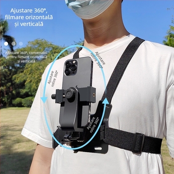 Suport pentru telefon pe piept pentru filmare din perspectiva primului personaj | Tip: Lazy Man Bracket; Material: Plastic; Stil: General