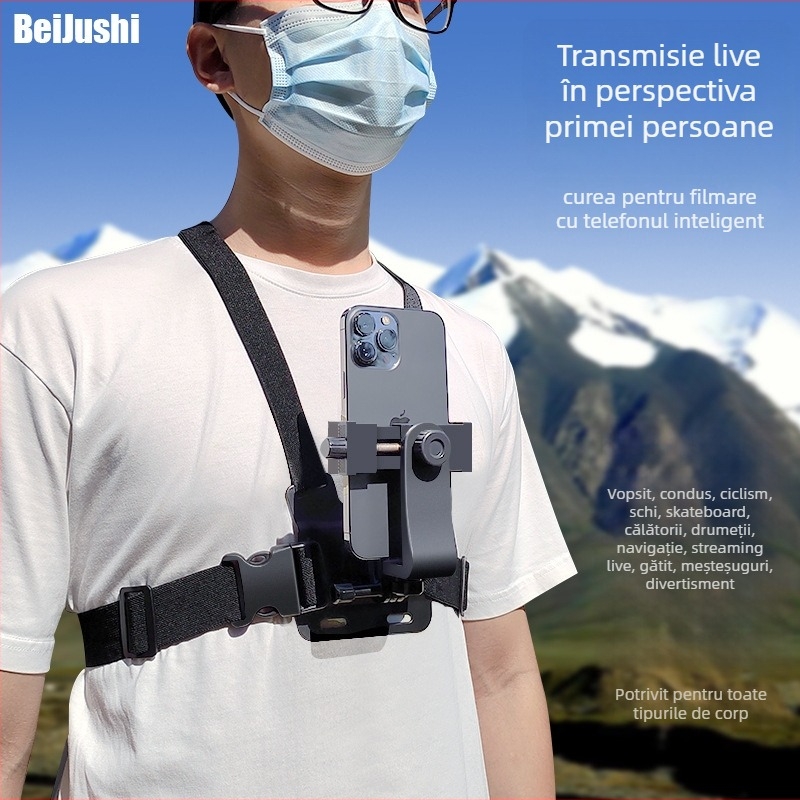 Suport pentru telefon pe piept pentru filmare din perspectiva primului personaj | Tip: Lazy Man Bracket; Material: Plastic; Stil: General