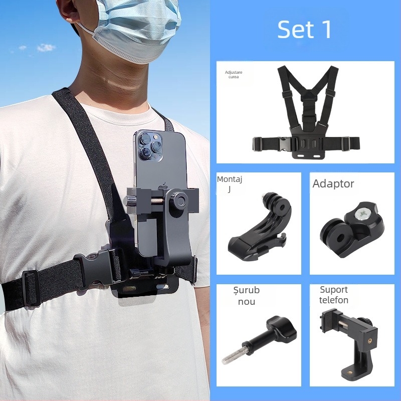 Suport pentru telefon pe piept pentru filmare din perspectiva primului personaj | Tip: Lazy Man Bracket; Material: Plastic; Stil: General