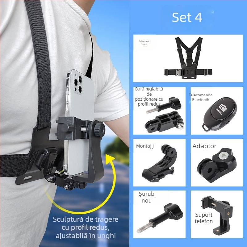 Suport pentru telefon pe piept pentru filmare din perspectiva primului personaj | Tip: Lazy Man Bracket; Material: Plastic; Stil: General