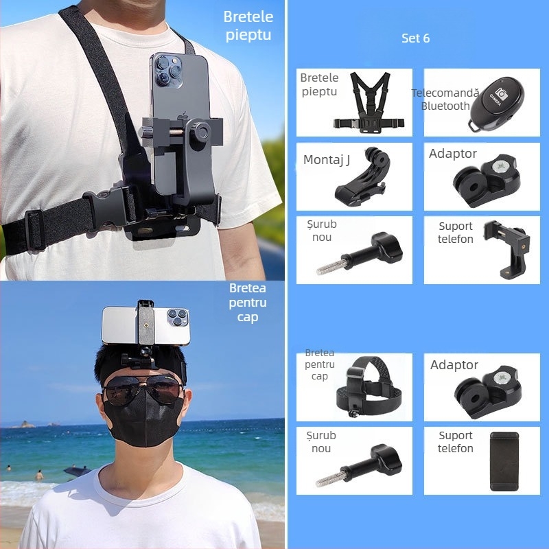 Suport pentru telefon pe piept pentru filmare din perspectiva primului personaj | Tip: Lazy Man Bracket; Material: Plastic; Stil: General