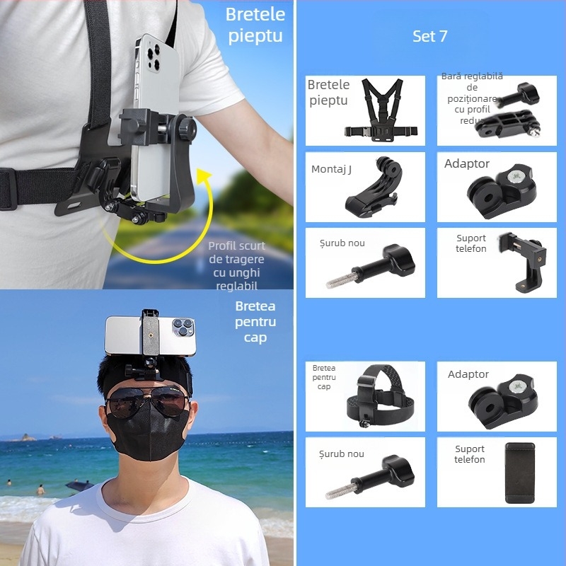 Suport pentru telefon pe piept pentru filmare din perspectiva primului personaj | Tip: Lazy Man Bracket; Material: Plastic; Stil: General