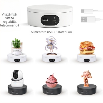Turntable king Platformă fotografică rotativă electrică ND120 – Carcasă din plastic, capacitate de încărcare 2–5 kg, pentru filmări și prezentări
