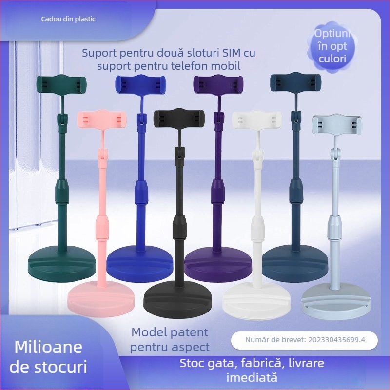 Suport pentru telefon cu mecanism de ridicare — suport de birou pentru live streaming, material plastic + ciment