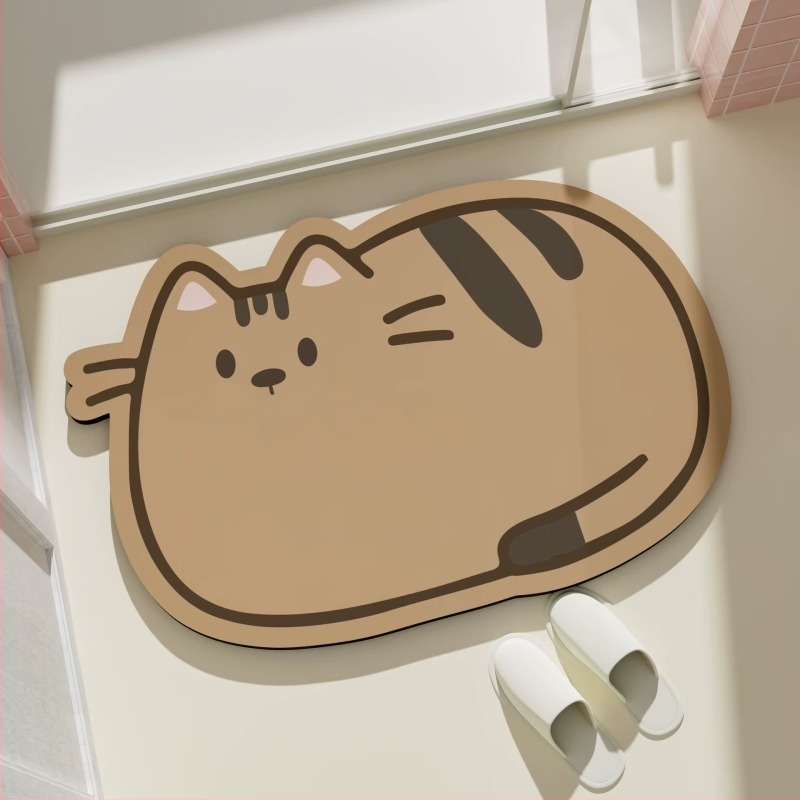Covoraș de baie din diatomit – absorbant, uscare rapidă, antiderapant, dreptunghiular, model abstract