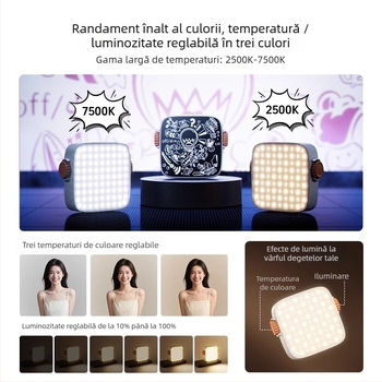 Lumină LED de umplere, portabilă, manuală, 10-50W, 220V, trei temperaturi de culoare, pentru fotografie în aer liber