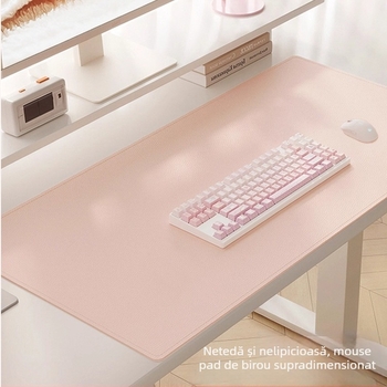 Covoraș de birou din piele PU, dublu fațetat, culoare solidă, impermeabil, anti-alunecare, pentru tastatură și mouse