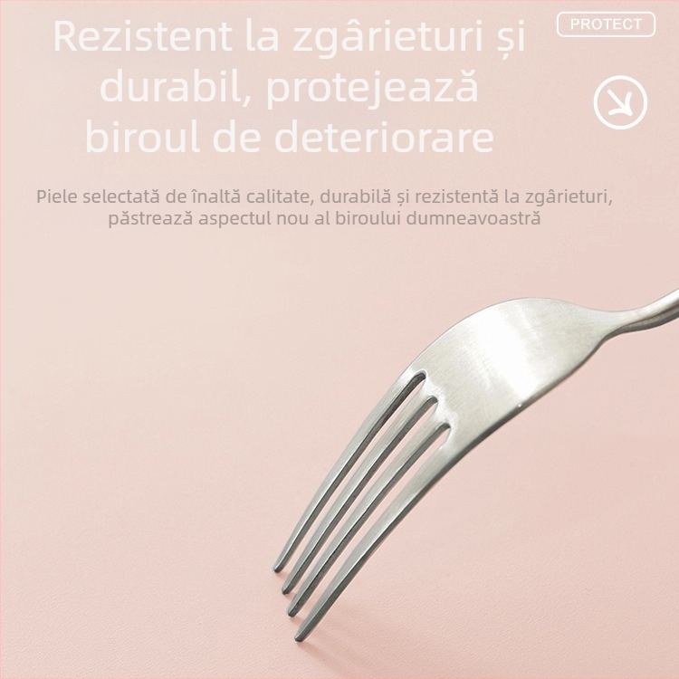 Covoraș de birou din piele PU, dublu fațetat, culoare solidă, impermeabil, anti-alunecare, pentru tastatură și mouse