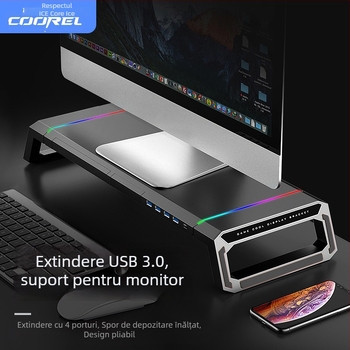 Suport monitor T1 Core Ice Zun — ABS plastic, potrivit pentru monitoare, greutate 1,72 kg