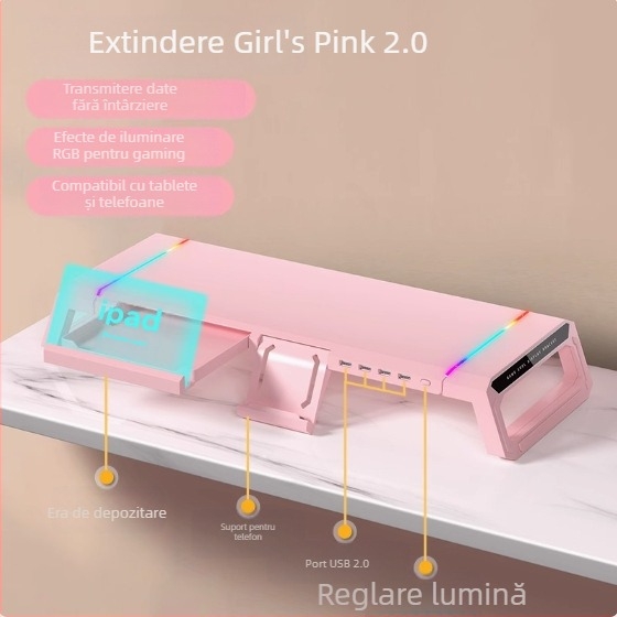 Suport monitor T1 Core Ice Zun — ABS plastic, potrivit pentru monitoare, greutate 1,72 kg