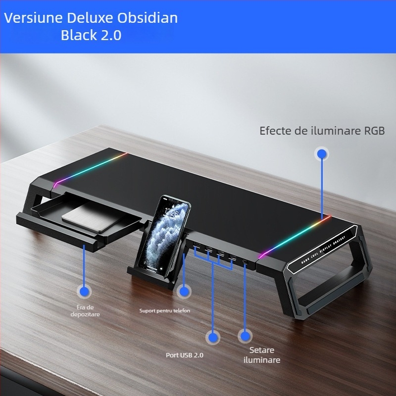 Suport monitor T1 Core Ice Zun — ABS plastic, potrivit pentru monitoare, greutate 1,72 kg